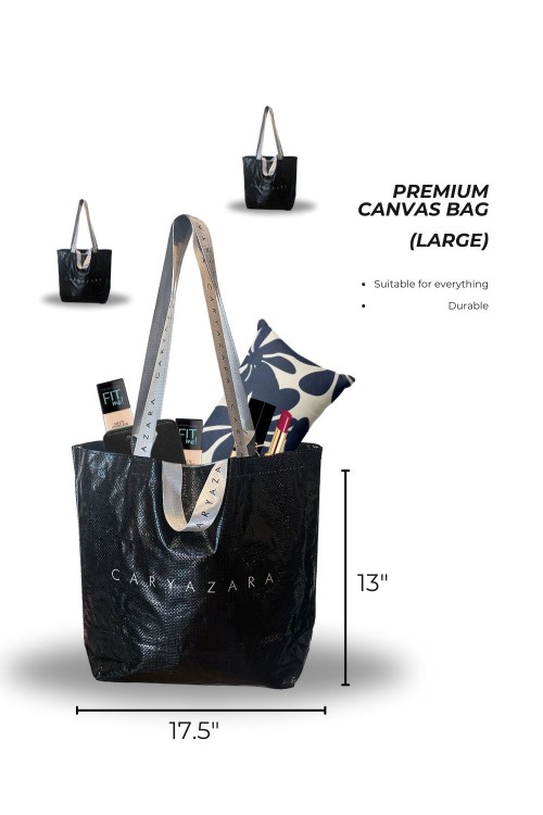 CaryaZara Canvas Bag - Black (Medium)