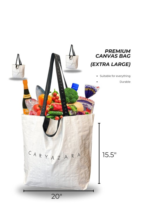 CaryaZara Canvas Bag - White (Large)