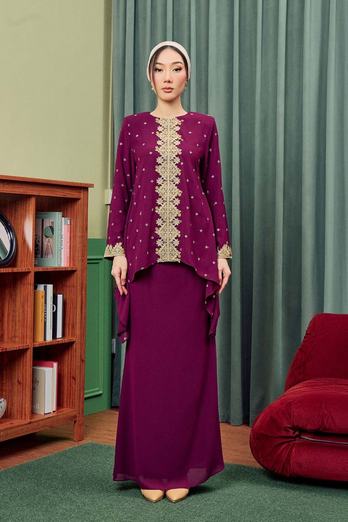 Raisa Kurung Moden - Burgundy