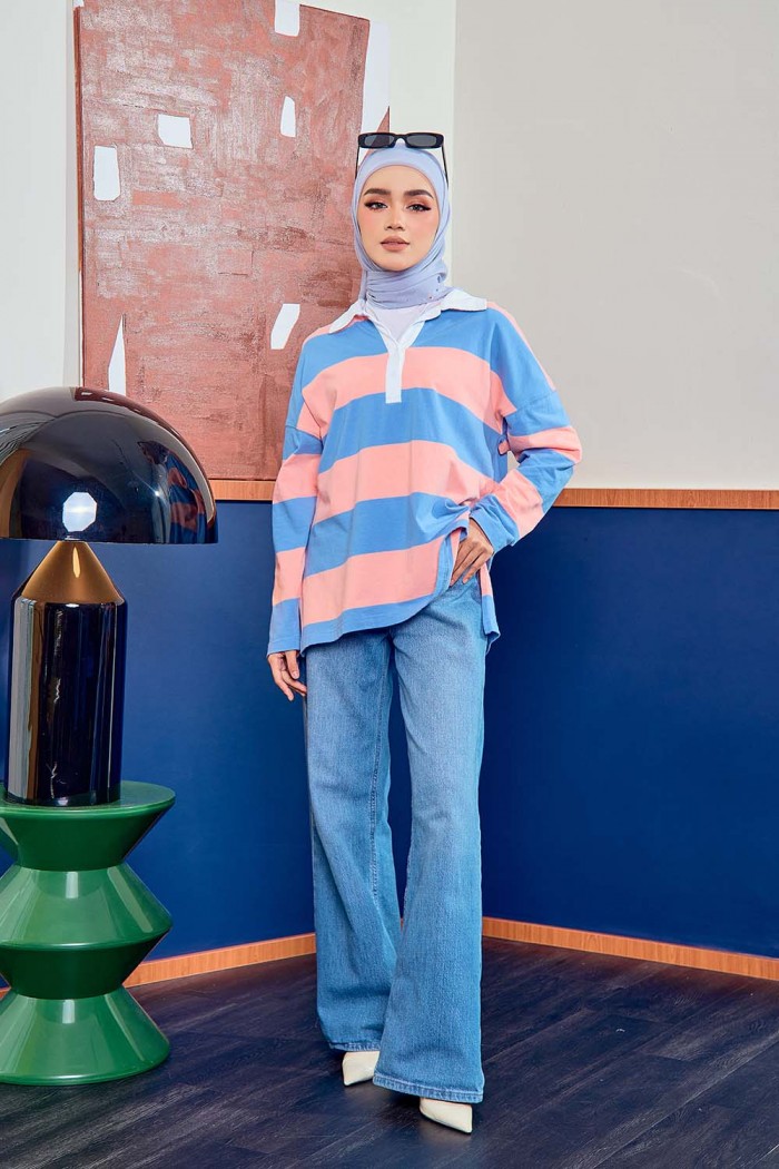 Sky Striped Top - Pink Blue