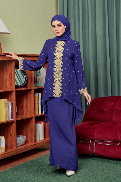 Raisa Kurung Moden - Navy Blue