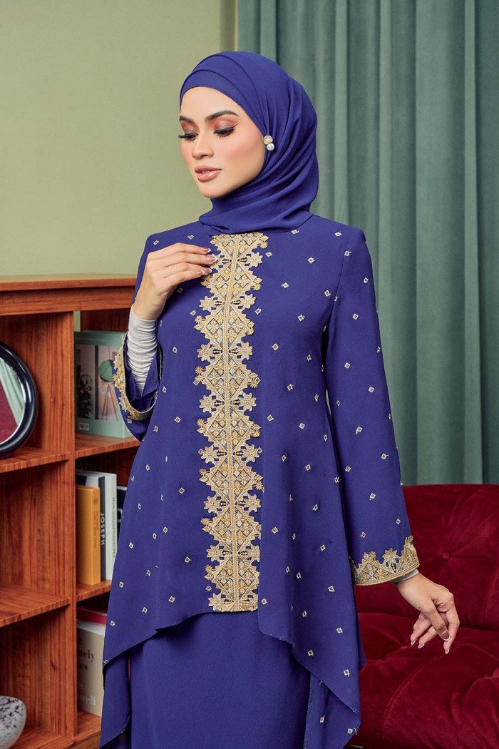 Raisa Kurung Moden - Navy Blue