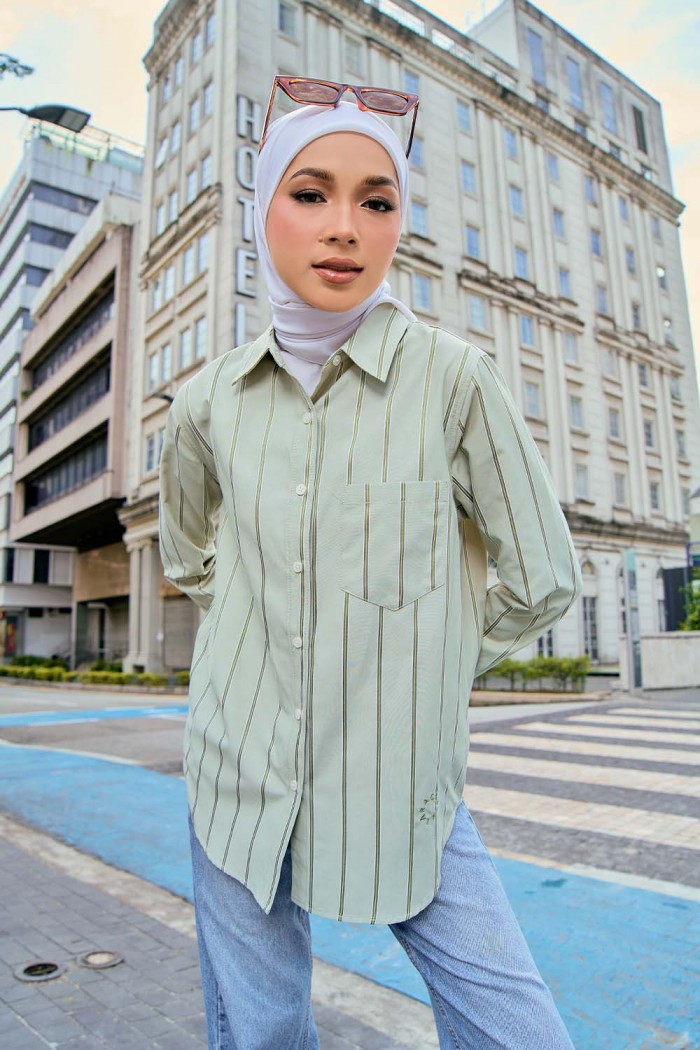 Calia Striped Shirt - Dusty Green