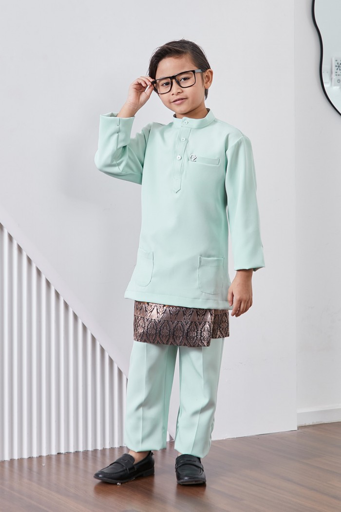 Baju Melayu Yusoff Kids - Soft Mint