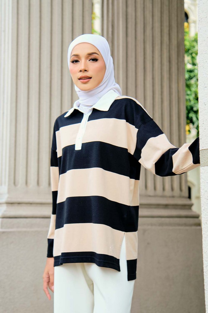 Sky Striped Top - Nude Black