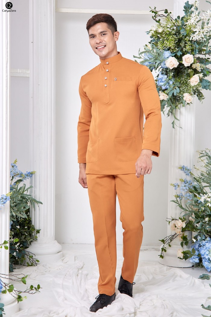 Baju Melayu Yusoff - Tangerine Orange