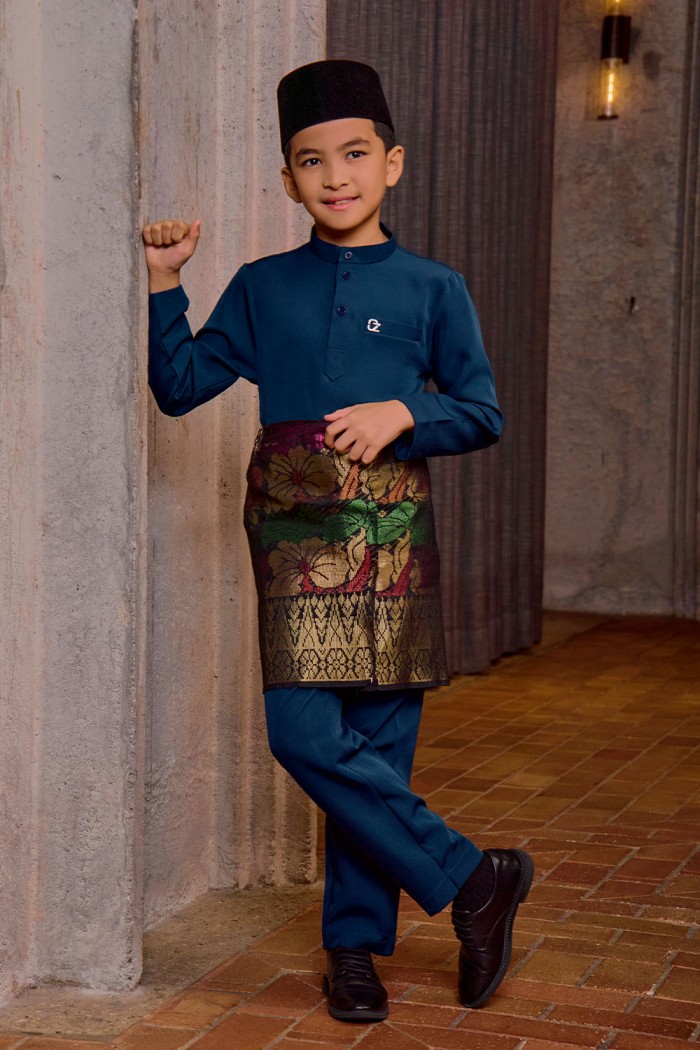 Baju Melayu Yusoff Kids - Teal Blue