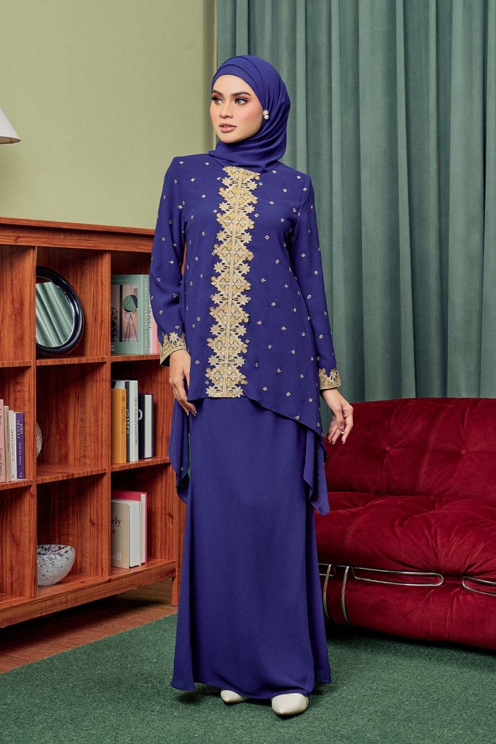 Raisa Kurung Moden - Navy Blue