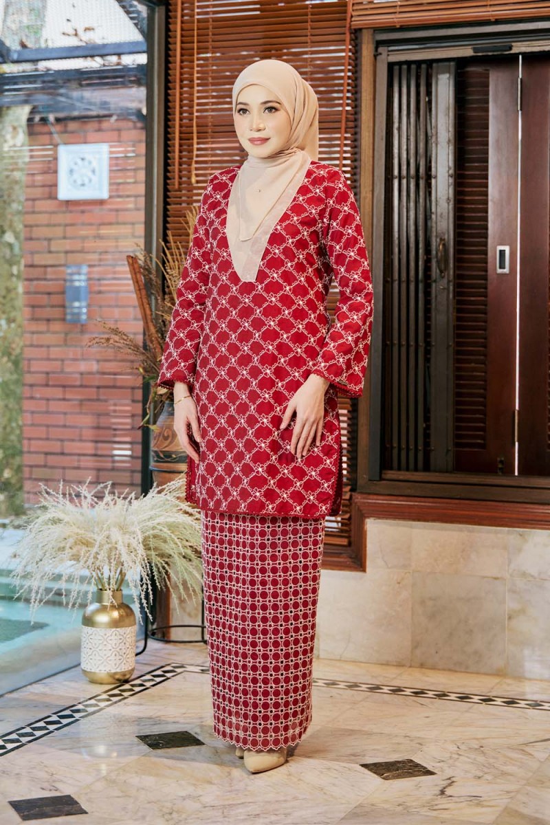 Safa Luxe Kurung - Maroon