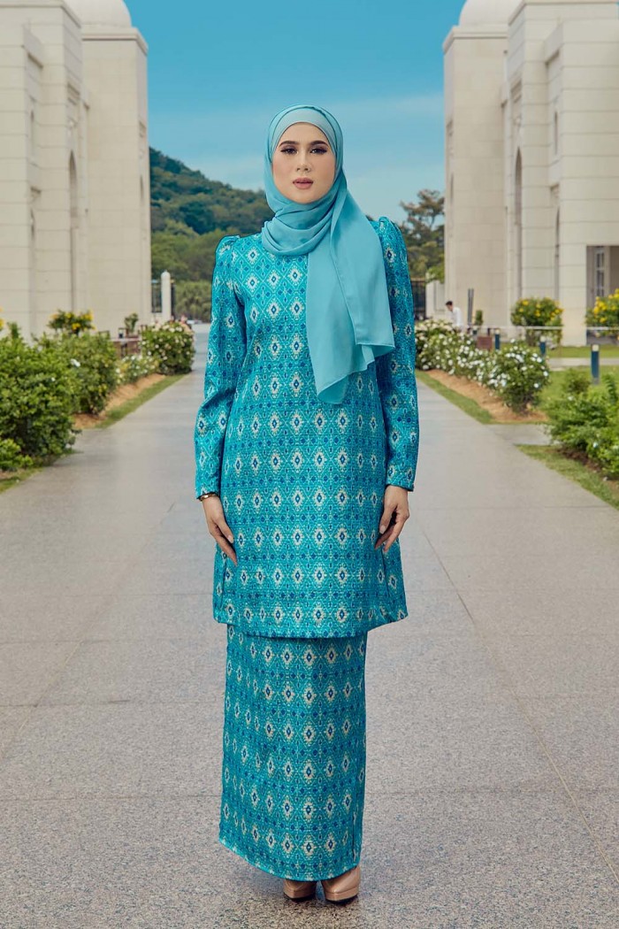 Jute Luxe Kurung - Sky Light Blue