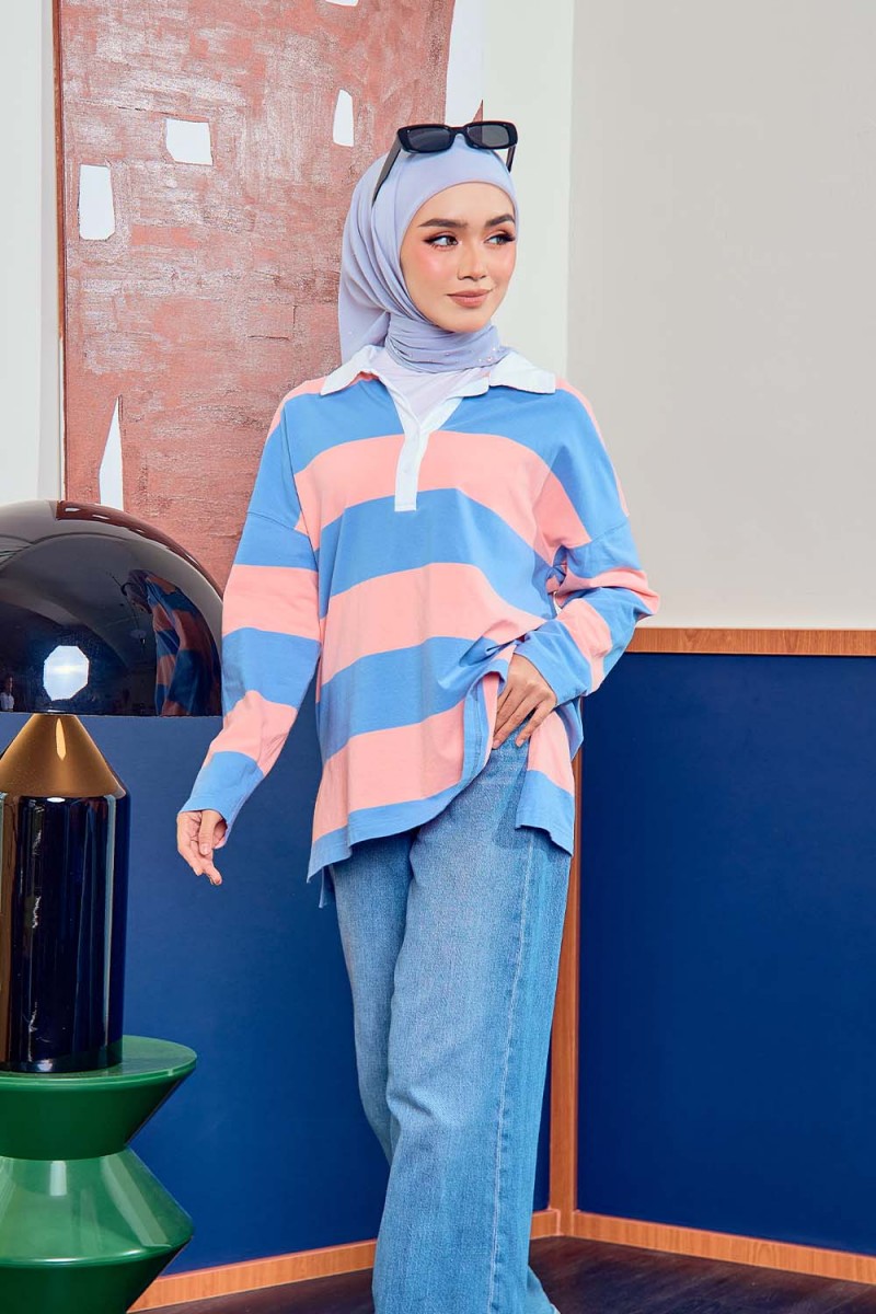 Sky Striped Top - Pink Blue