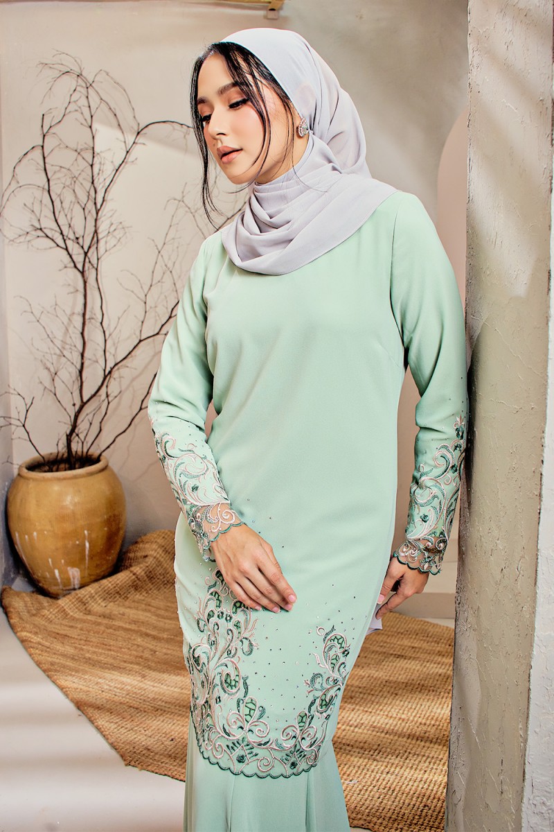 Adinda Luxe Kurung - Sage Green