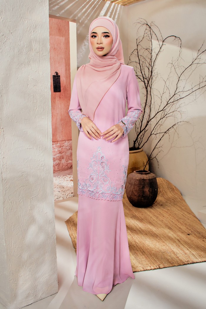 Adinda Luxe Kurung - Dusty Pink