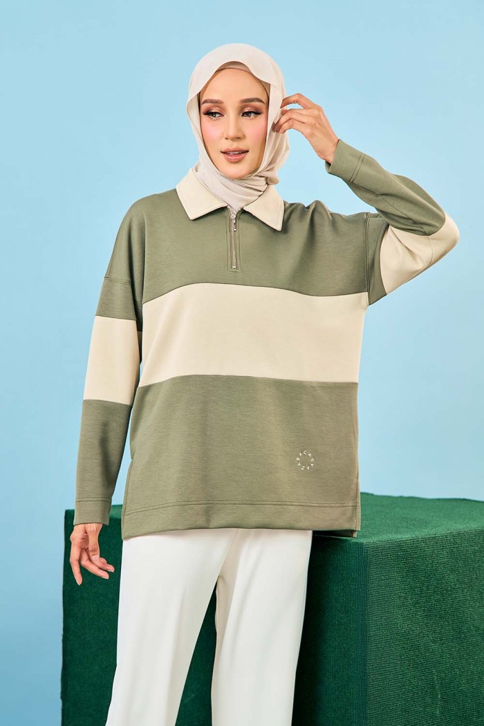 Viena Striped Top - Hunter Green