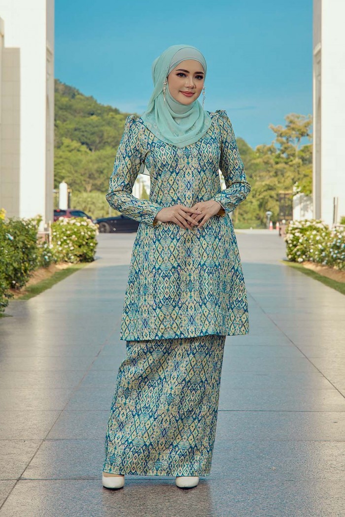 Jute Luxe Kurung - Lemon Green