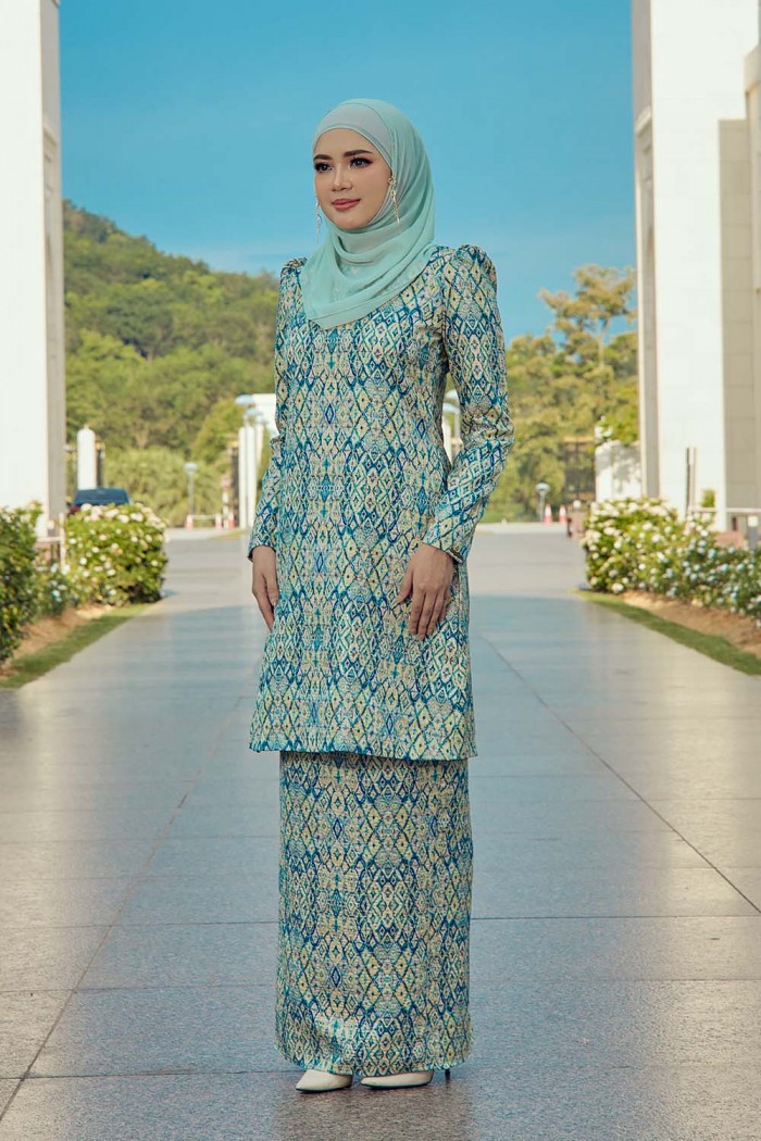 Jute Luxe Kurung - Lemon Green