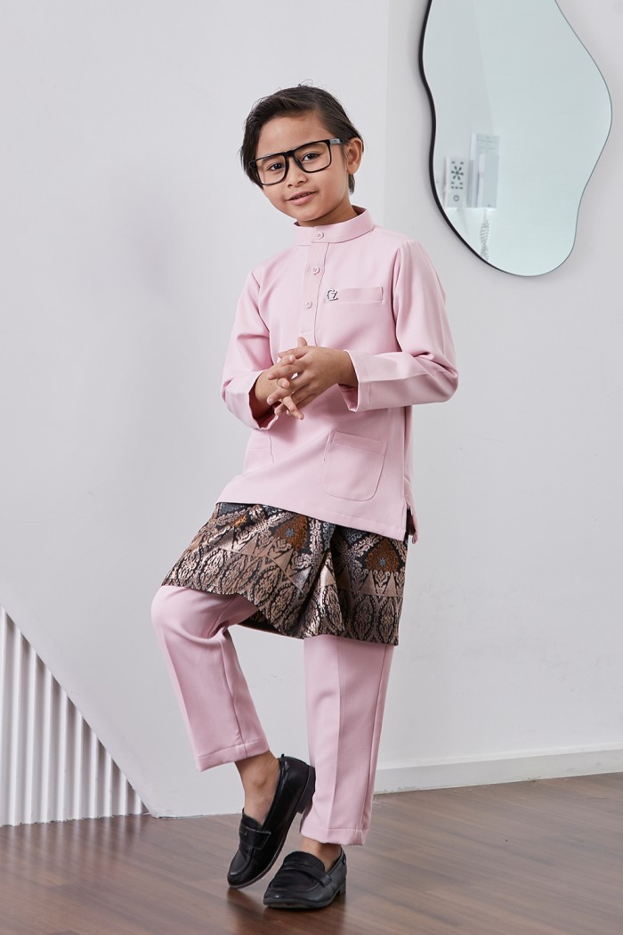 Baju Melayu Yusoff Kids - Soft Pink