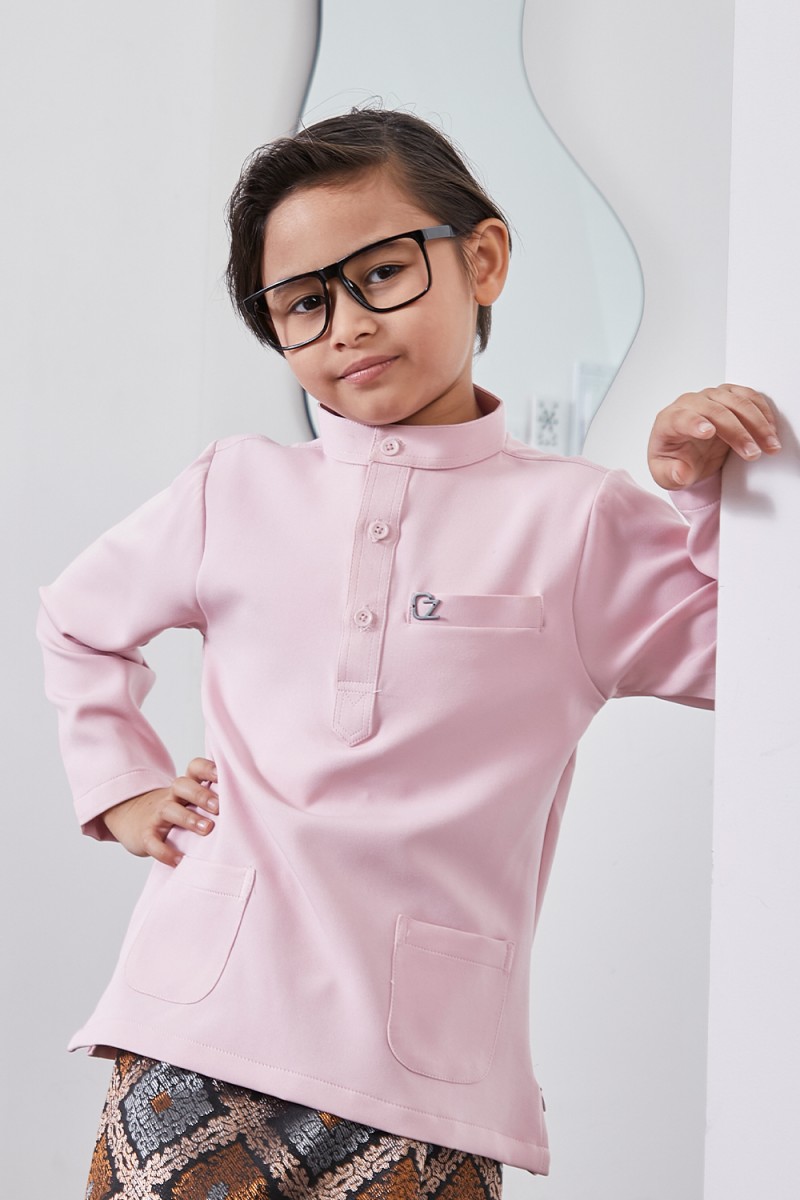 Baju Melayu Yusoff Kids - Soft Pink