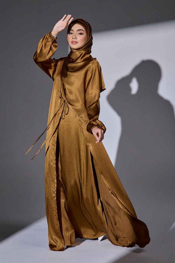 Abaya Qaleja - Brown Gold