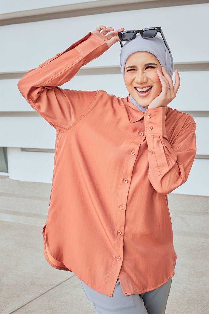 Luna Blouse - Tangerine Orange