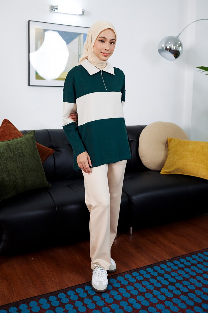 Viena Striped Top - Emerald Green