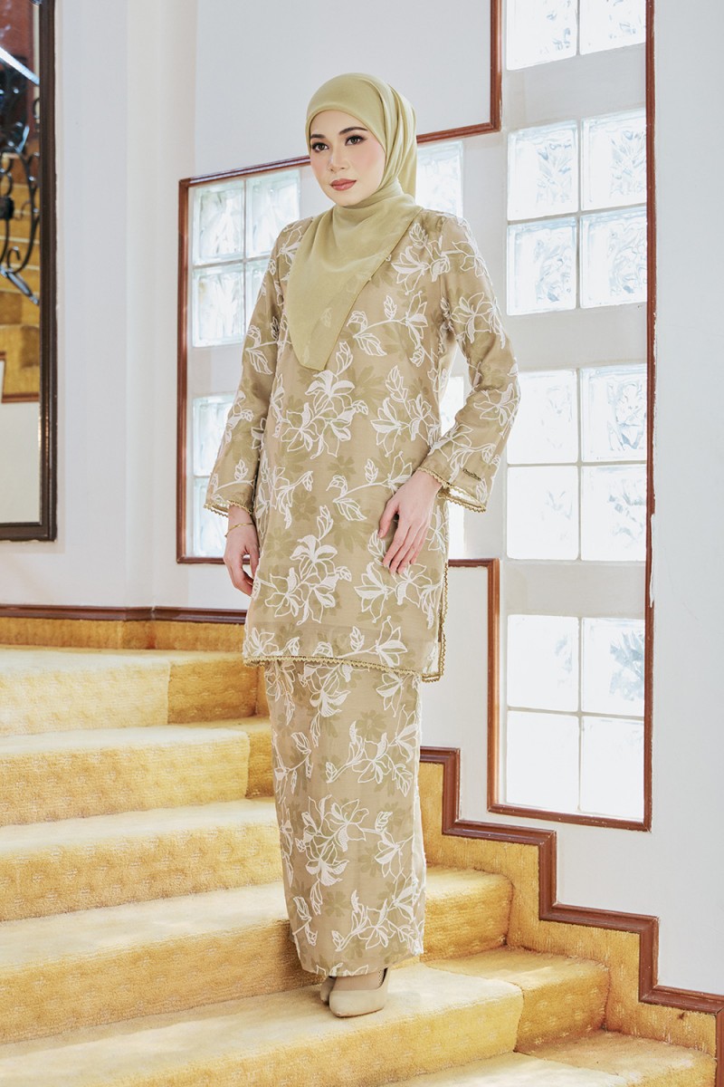 Amanda Luxe Kurung - Olive Gold