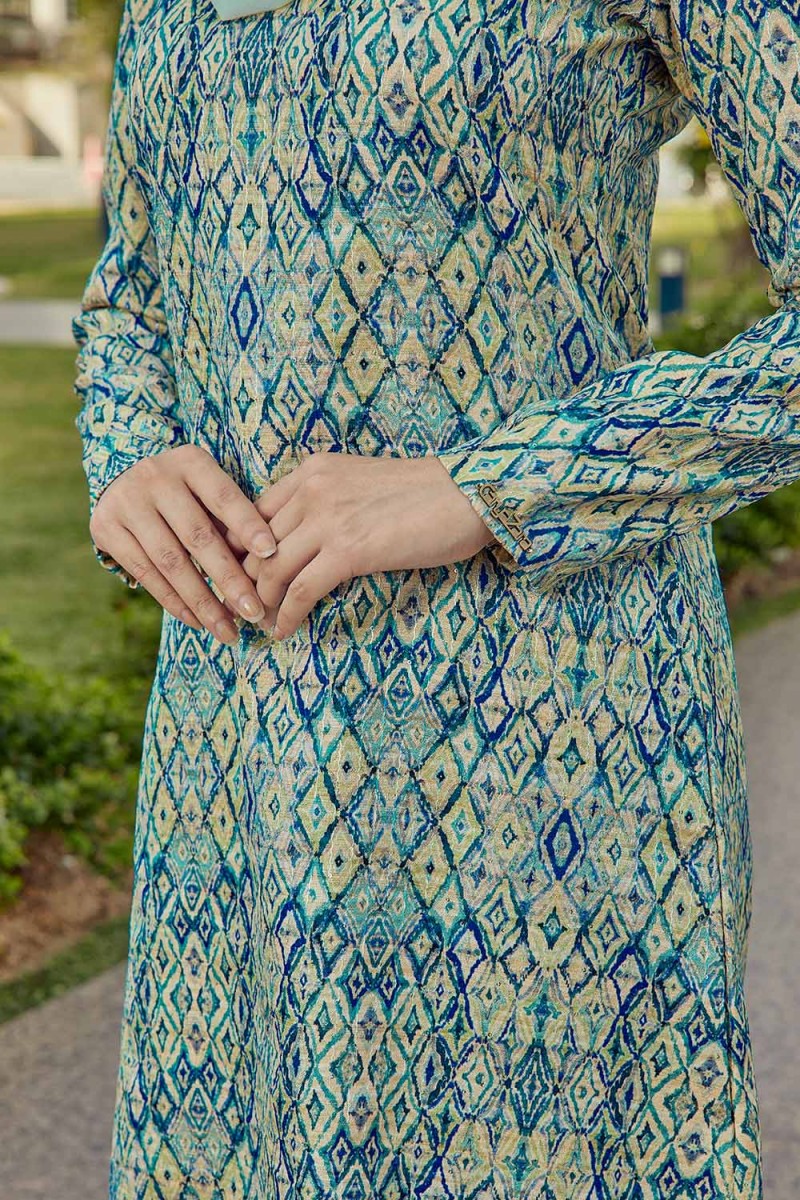 Jute Luxe Kurung - Lemon Green