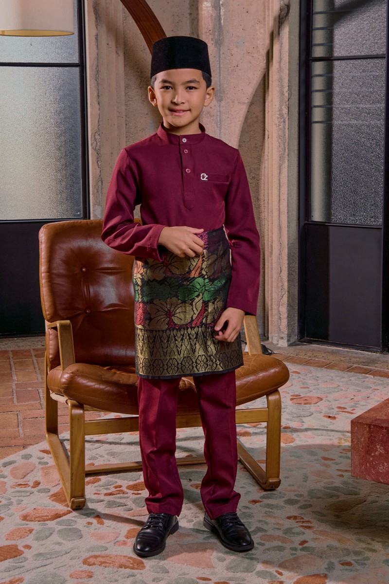 Baju Melayu Yusoff Kids - Burgundy