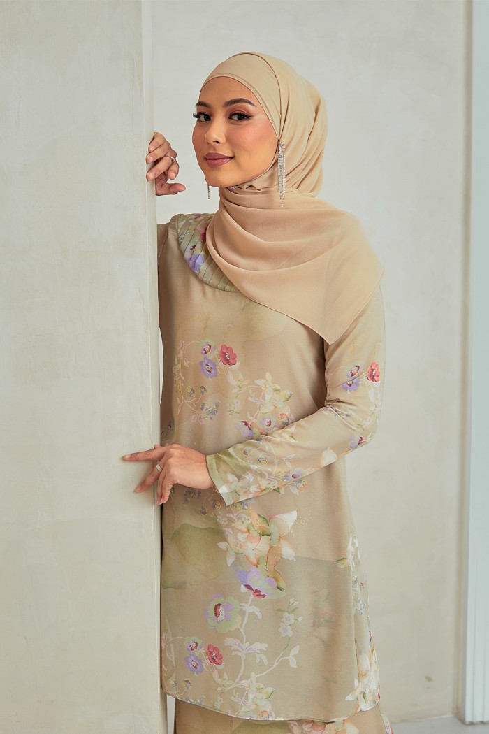 Fatyma Printed - Nude Olive