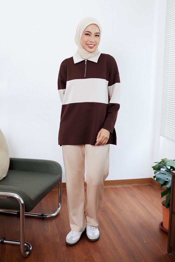 Viena Striped Top - Rich Brown