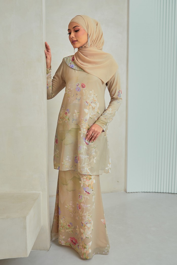 Fatyma Printed - Nude Olive