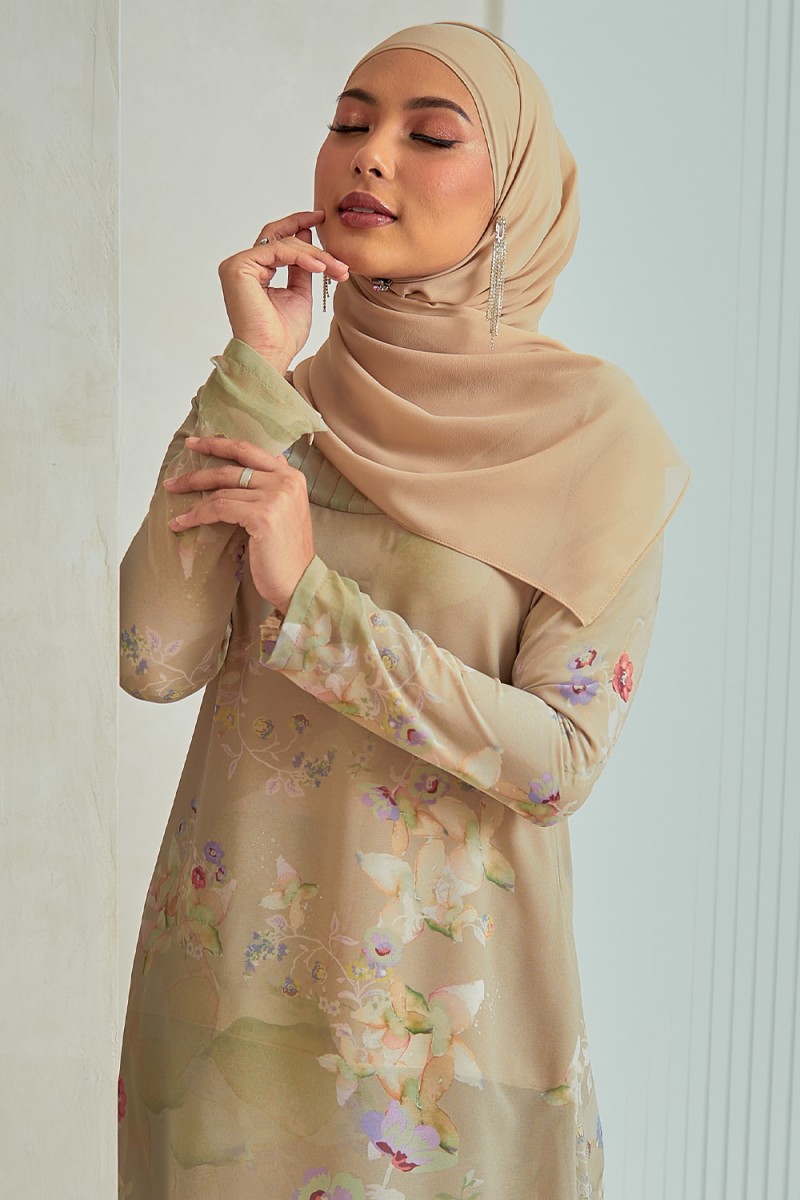 Fatyma Printed - Nude Olive