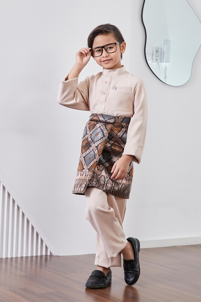 Baju Melayu Yusoff Kids - Nude Brown