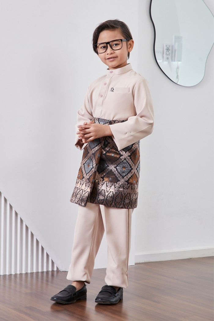 Baju Melayu Yusoff Kids - Nude Brown