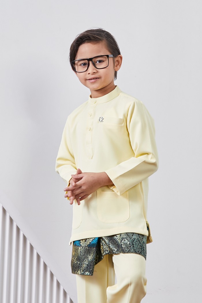 Baju Melayu Yusoff Kids - Soft Yellow