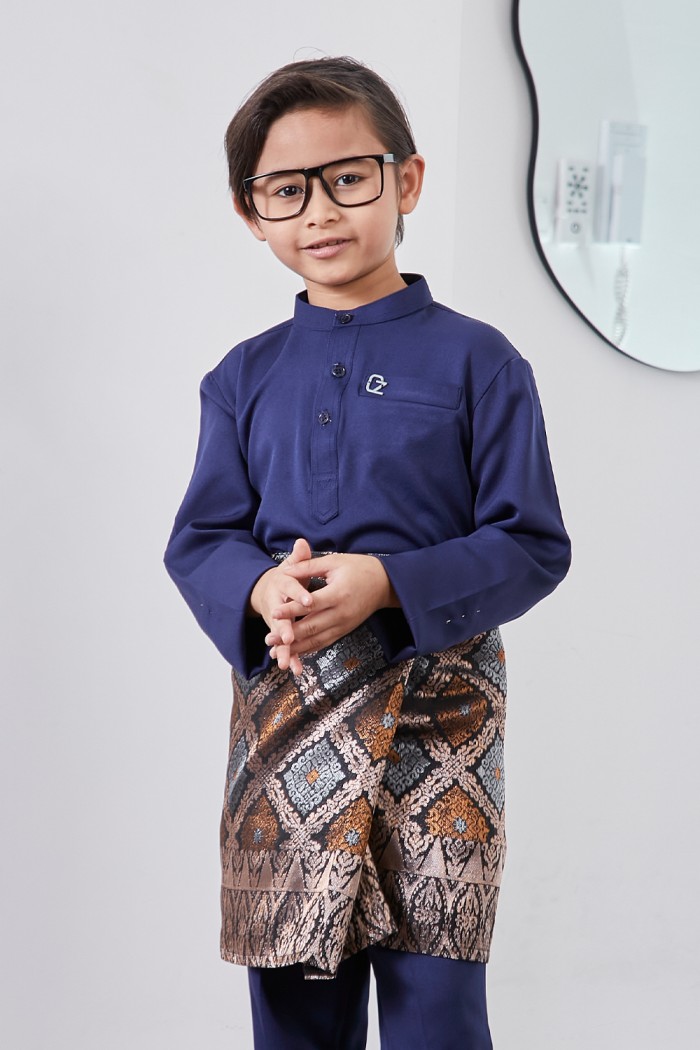Baju Melayu Yusoff Kids - Navy Blue