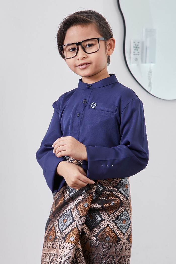 Baju Melayu Yusoff Kids - Navy Blue