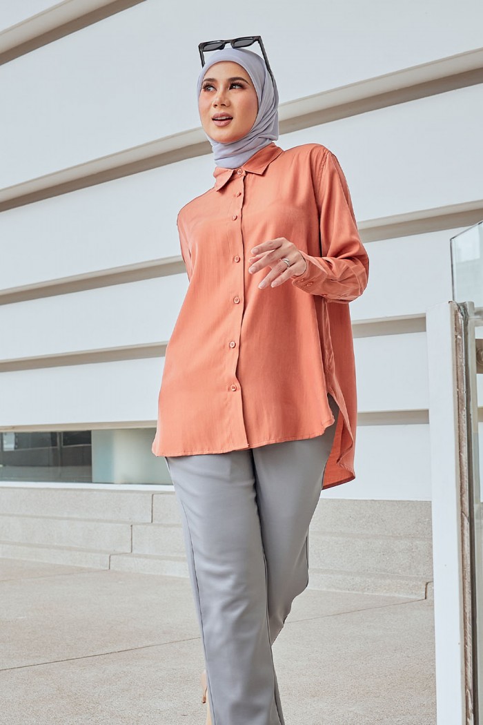 Luna Blouse - Tangerine Orange