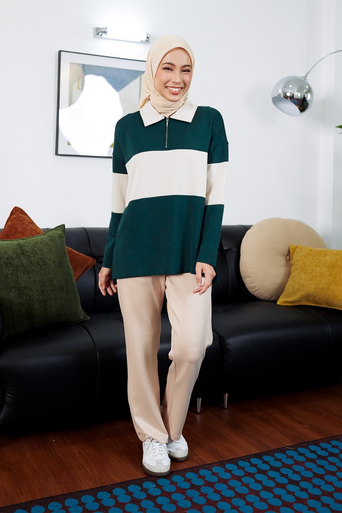 Viena Striped Top - Emerald Green