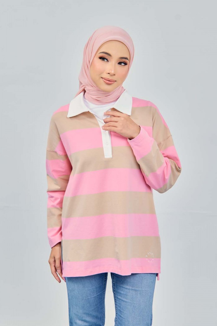 Sky Striped Top - Pink Nude