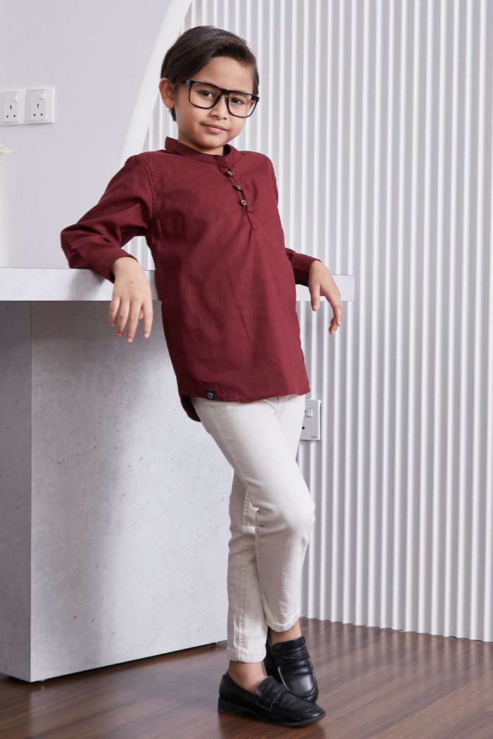 Kurta Fahd Kids - Maroon