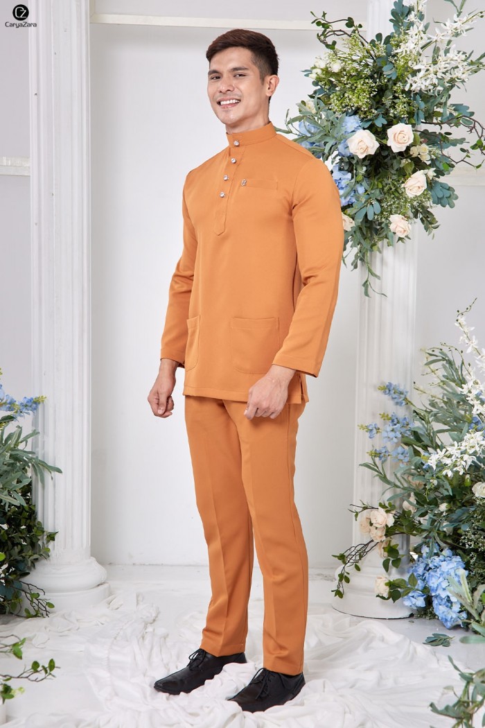 Baju Melayu Yusoff - Tangerine Orange