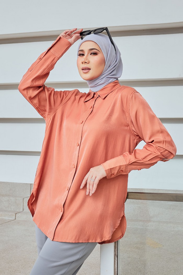 Luna Blouse - Tangerine Orange