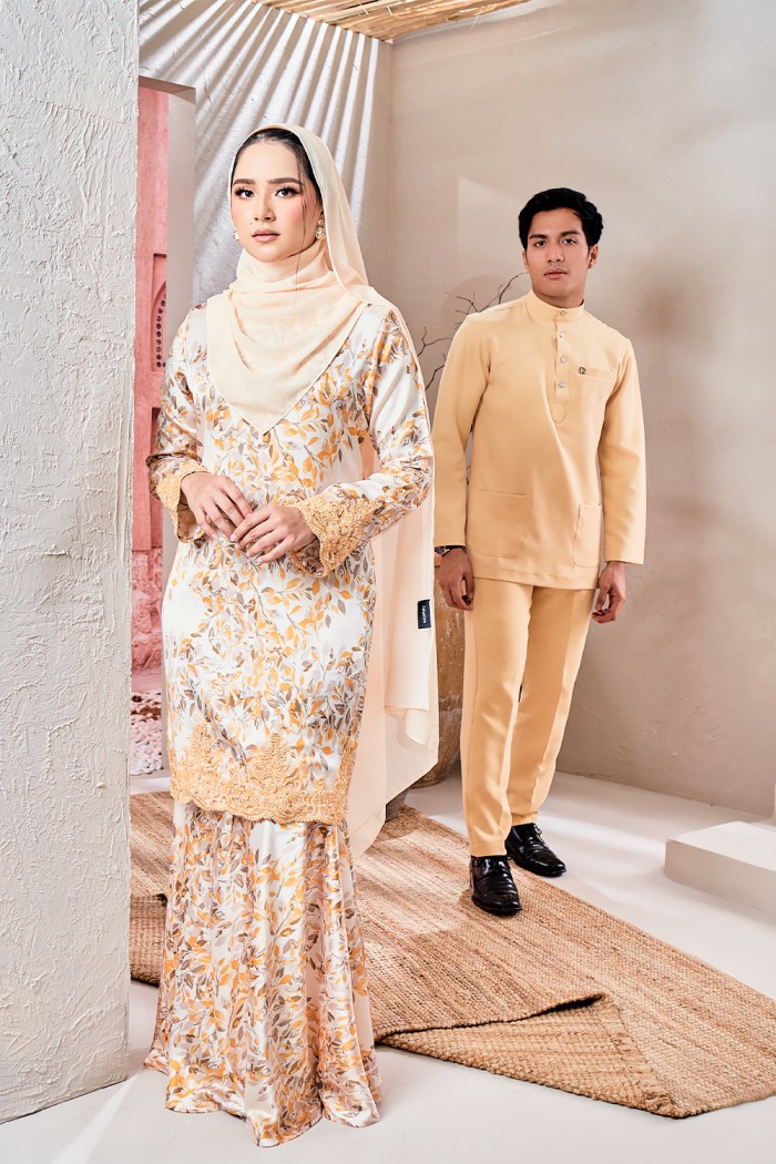 Maliqa Luxe Kurung - Yellow Gold