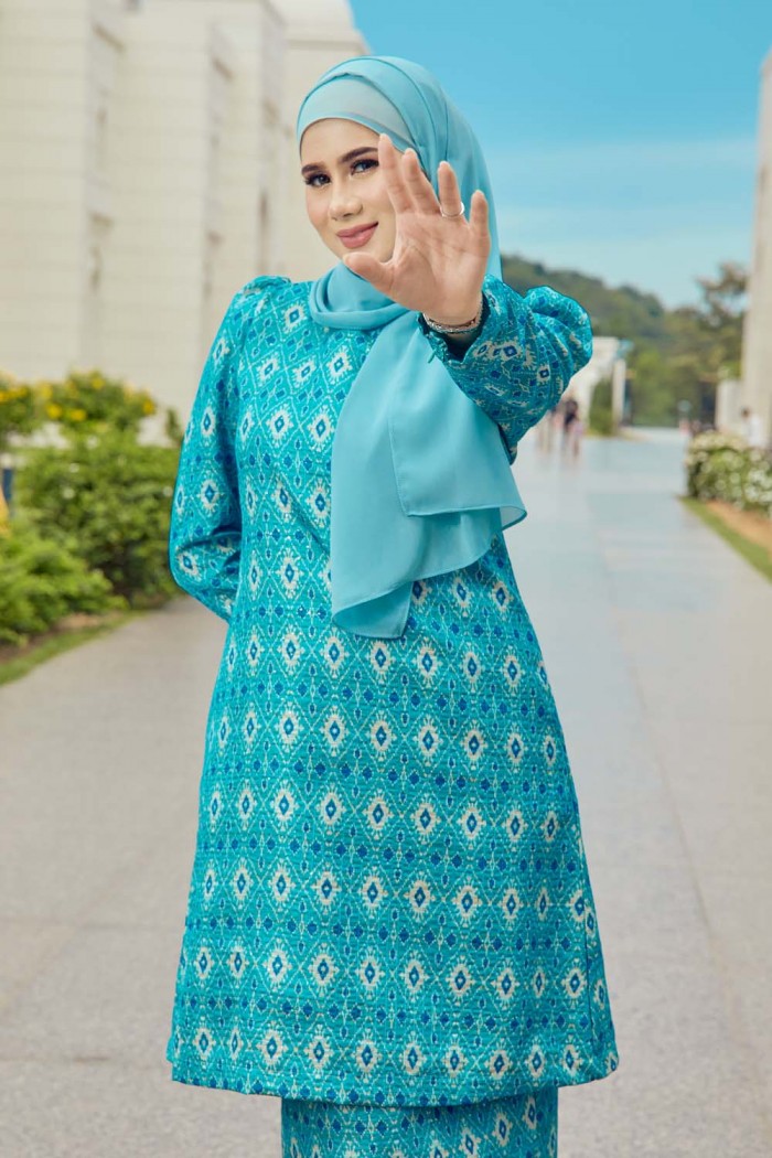 Jute Luxe Kurung - Sky Light Blue