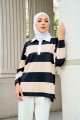 Sky Striped Top - Nude Black