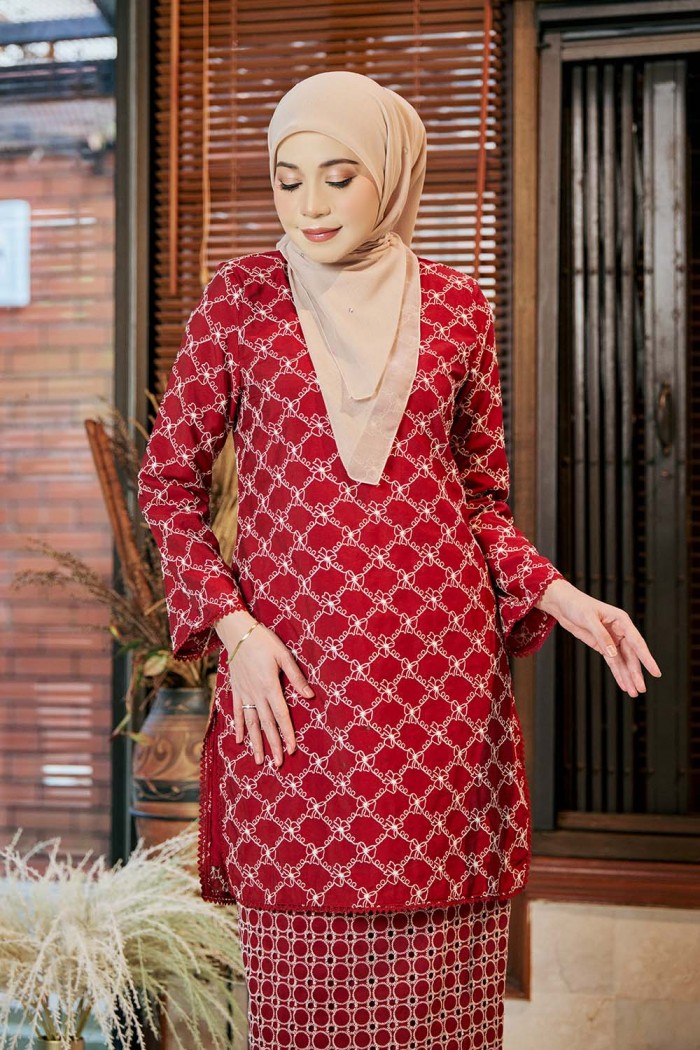 Safa Luxe Kurung - Maroon