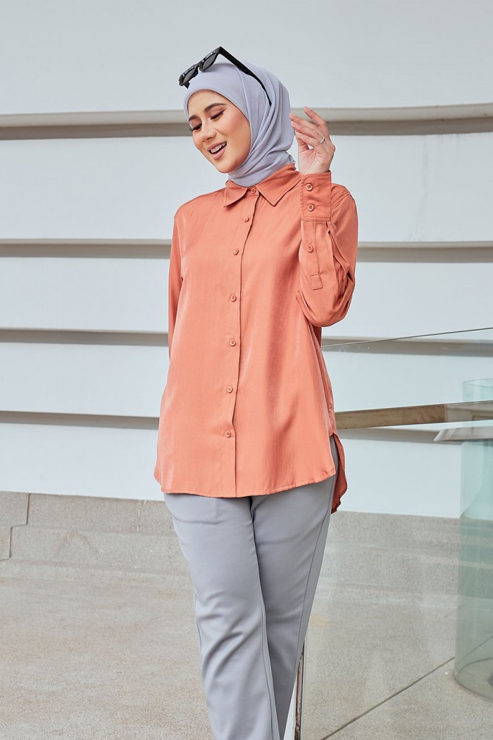 Luna Blouse - Tangerine Orange