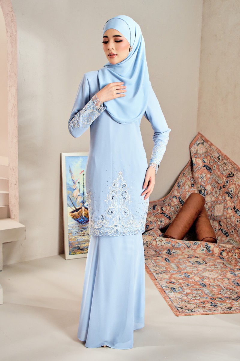 Adinda Luxe Kurung - Dusty Blue