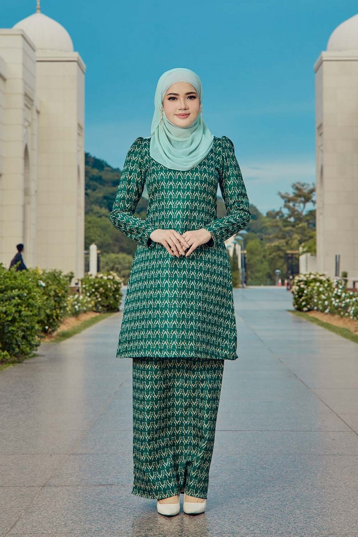 Jute Luxe Kurung - Forest Green